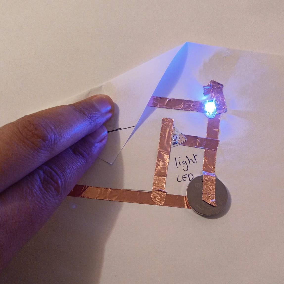 The circuit was completed and the light was working, but the second one was not, this was because the light was facing the wrong way comapred to the blue one.