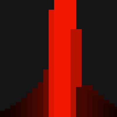 In this experiment, the red visual element responds dynamically to sound input, lighting up in relation to the volume of the audio.