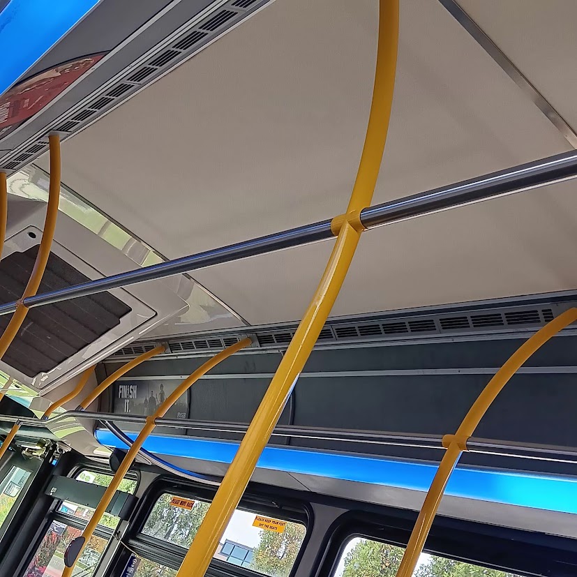 The Bus:
The engine produced a low, vibrating rumble while idling.