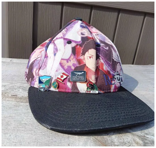 The side of my favorite hat. It's got the RE:zero anime on it's top.